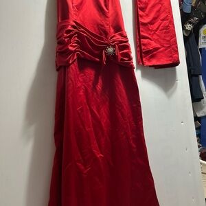 Jordan Scarlet Evening Gown with Embellished Waist
